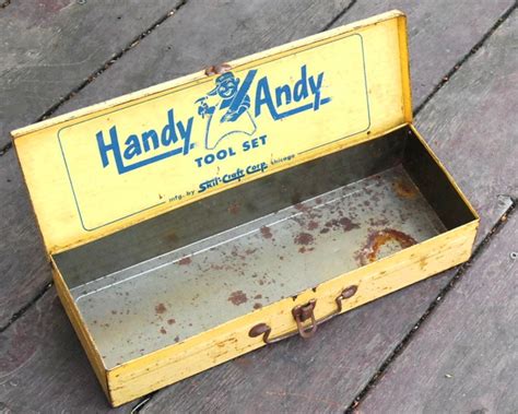 handy andy metal tool box|handy andy tool set 1950s.